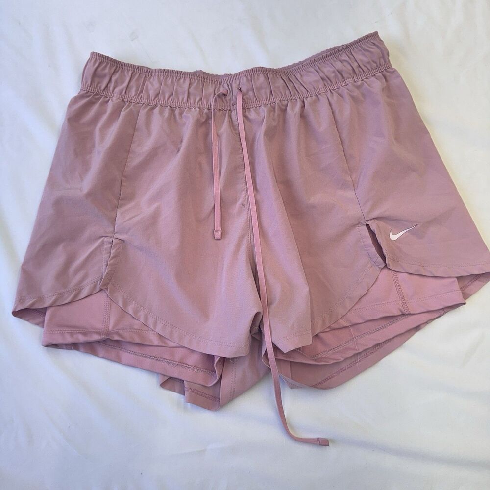 Nike Dri-FIT 2-in-1 Running Shorts Rose Colour Mesh Performance Sz L Barbiecore